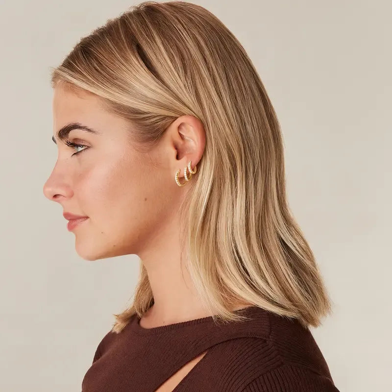 ⏰ 56% OFF in the Next 3 Hours! 💛 18K Gold Plated 925 Sterling Silver Post 3-Pair Small Gold Hoop Earrings Set | 💎 Mini Cartilage Helix Huggie Hoop Pack for Women & Men | 📏 Sizes: 8mm, 10mm, 12mm