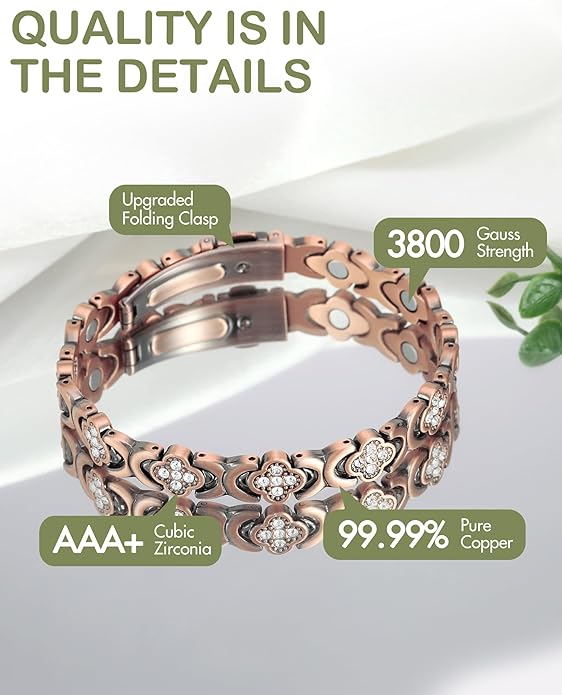 🔥 60% OFF – Last 3 Hours! ⏰ Magnetic Copper Bracelet for Women | Pure Copper + 3800 Gauss Magnets