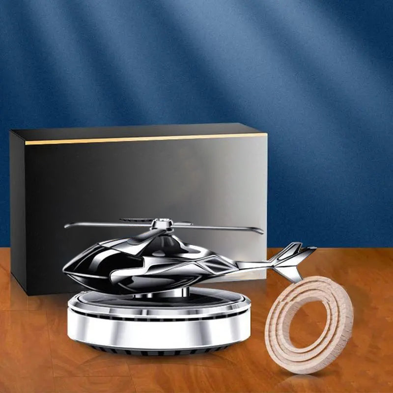 Auto Air Freshener Helicopter Aircraft Model Solar Aromatherapy Alloy Car Interior Deodorant Rotating Perfume Diffusers