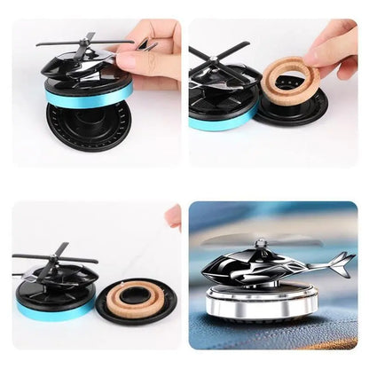 Auto Air Freshener Helicopter Aircraft Model Solar Aromatherapy Alloy Car Interior Deodorant Rotating Perfume Diffusers