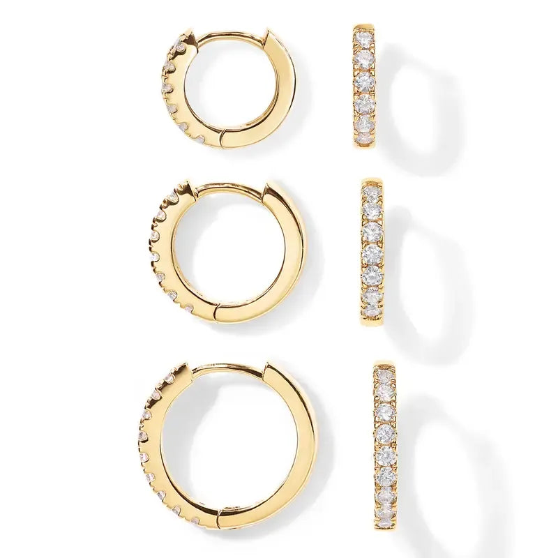 ⏰ 56% OFF in the Next 3 Hours! 💛 18K Gold Plated 925 Sterling Silver Post 3-Pair Small Gold Hoop Earrings Set | 💎 Mini Cartilage Helix Huggie Hoop Pack for Women & Men | 📏 Sizes: 8mm, 10mm, 12mm