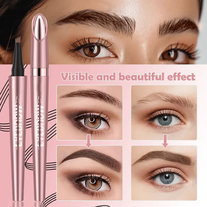 Waterproof Micro-Fork Eyebrow Pencil, Long-Lasting Brow Pen for Natural Hair-Like Strokes