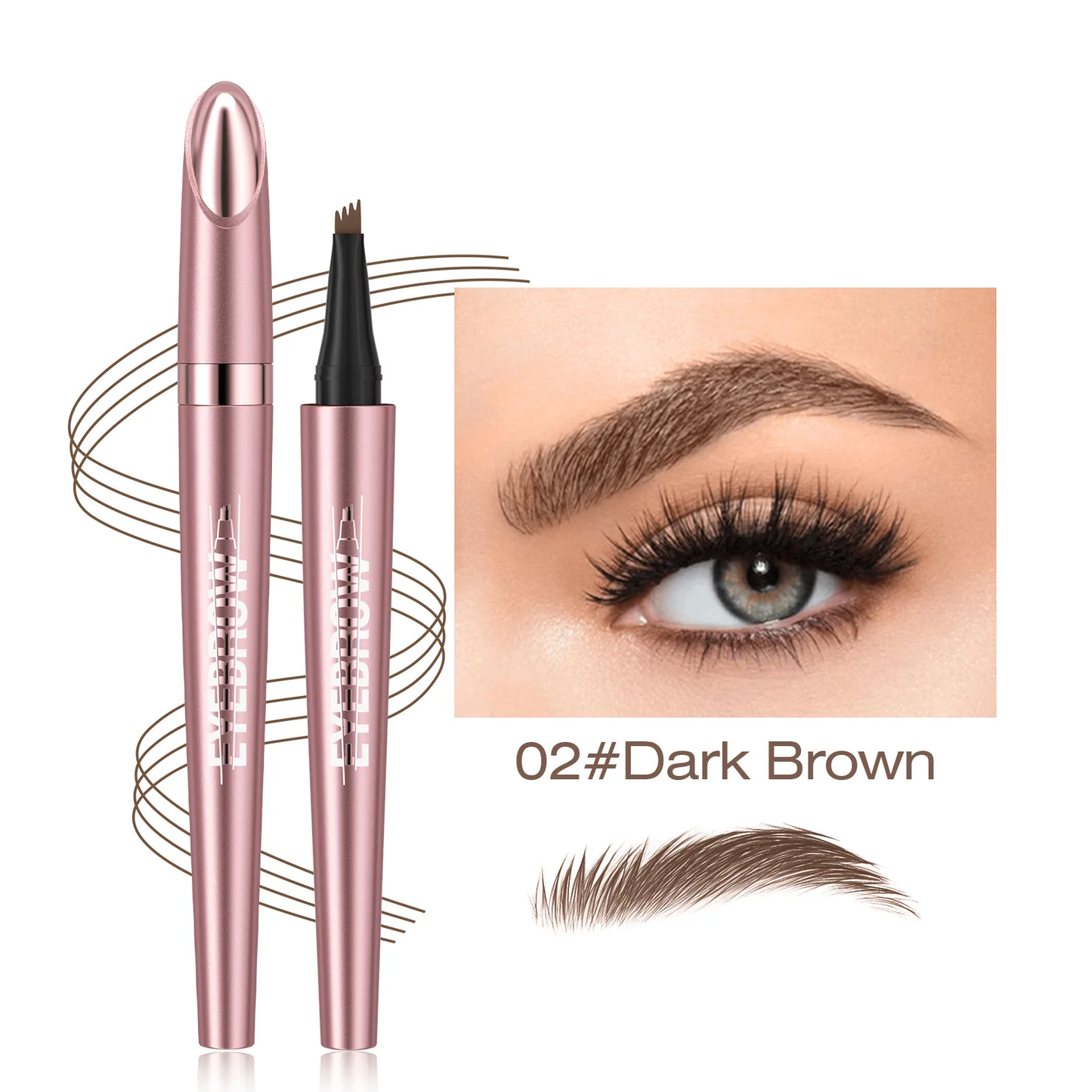 Waterproof Micro-Fork Eyebrow Pencil, Long-Lasting Brow Pen for Natural Hair-Like Strokes