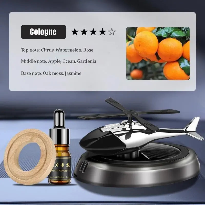 Auto Air Freshener Helicopter Aircraft Model Solar Aromatherapy Alloy Car Interior Deodorant Rotating Perfume Diffusers