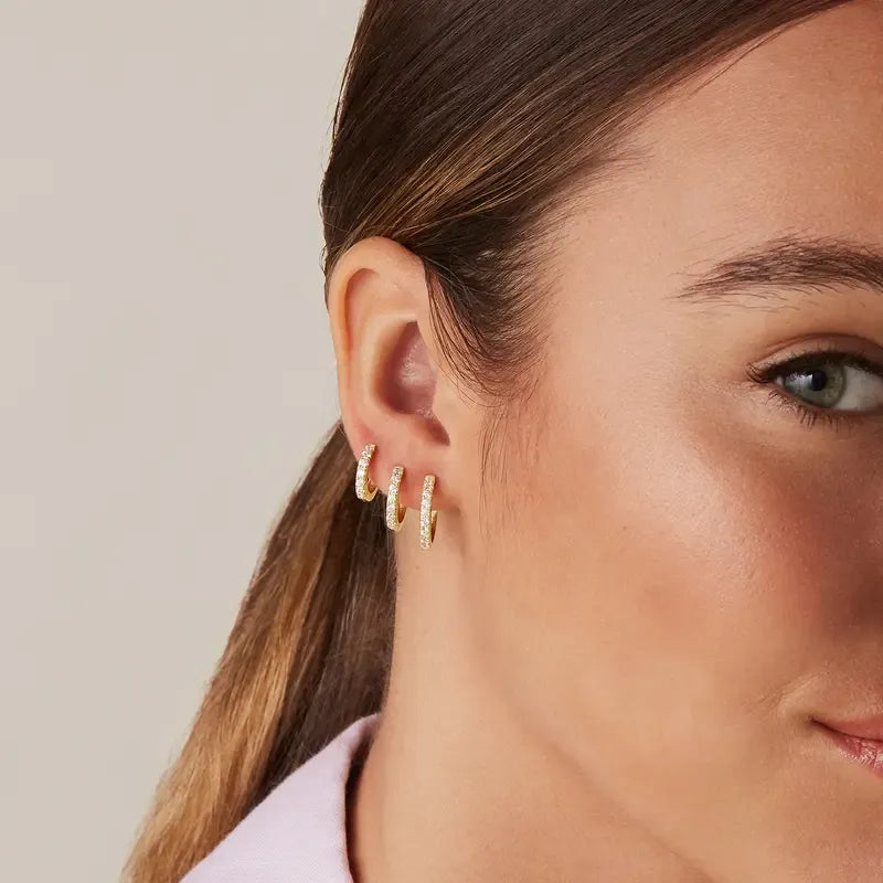⏰ 56% OFF in the Next 3 Hours! 💛 18K Gold Plated 925 Sterling Silver Post 3-Pair Small Gold Hoop Earrings Set | 💎 Mini Cartilage Helix Huggie Hoop Pack for Women & Men | 📏 Sizes: 8mm, 10mm, 12mm